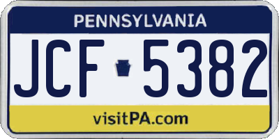 PA license plate JCF5382