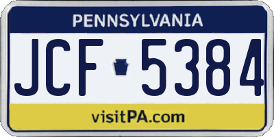 PA license plate JCF5384