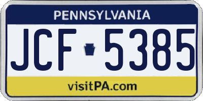 PA license plate JCF5385
