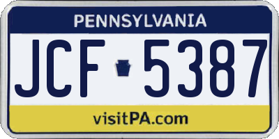PA license plate JCF5387
