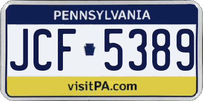 PA license plate JCF5389