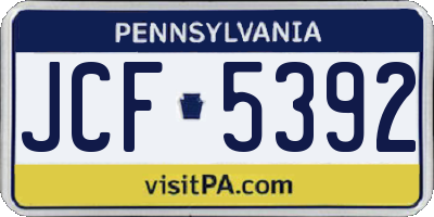 PA license plate JCF5392