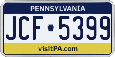 PA license plate JCF5399