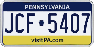 PA license plate JCF5407