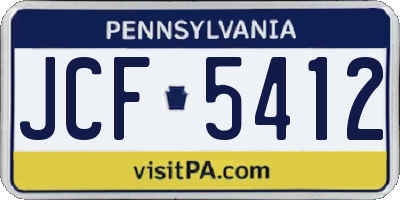 PA license plate JCF5412