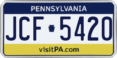 PA license plate JCF5420