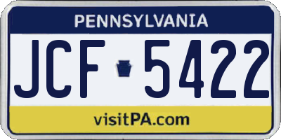 PA license plate JCF5422