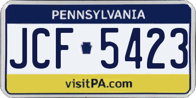 PA license plate JCF5423