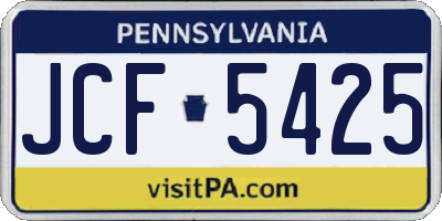 PA license plate JCF5425