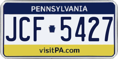 PA license plate JCF5427
