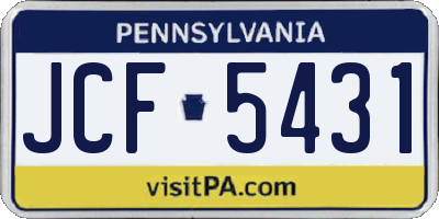 PA license plate JCF5431