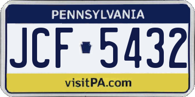 PA license plate JCF5432