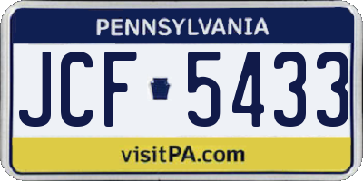 PA license plate JCF5433