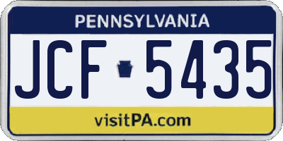 PA license plate JCF5435