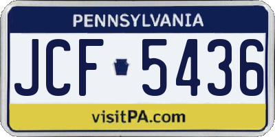 PA license plate JCF5436