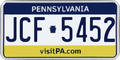 PA license plate JCF5452