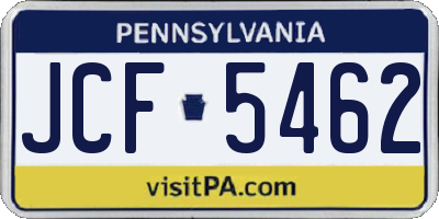 PA license plate JCF5462