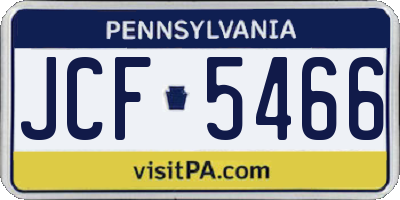 PA license plate JCF5466