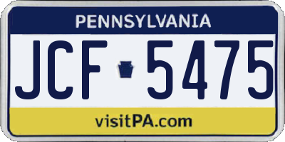 PA license plate JCF5475
