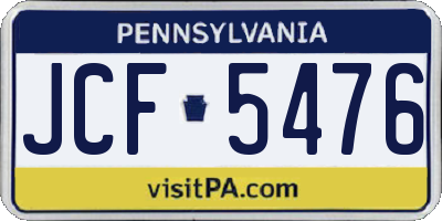 PA license plate JCF5476