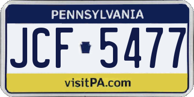 PA license plate JCF5477