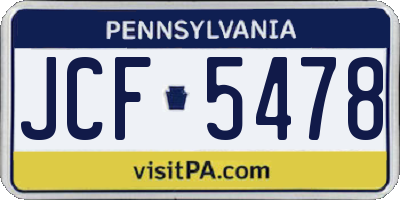 PA license plate JCF5478