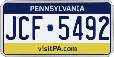 PA license plate JCF5492