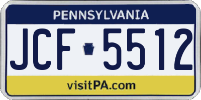 PA license plate JCF5512