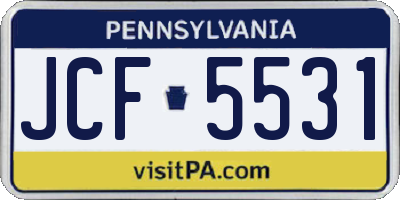 PA license plate JCF5531