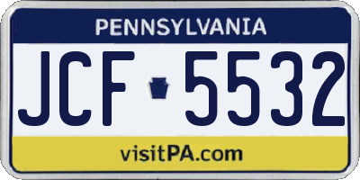 PA license plate JCF5532