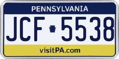 PA license plate JCF5538