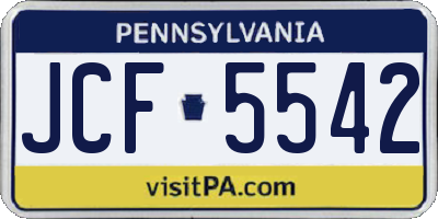 PA license plate JCF5542