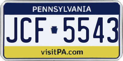 PA license plate JCF5543