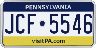 PA license plate JCF5546