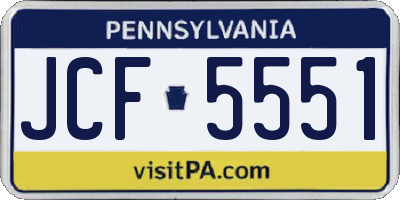PA license plate JCF5551