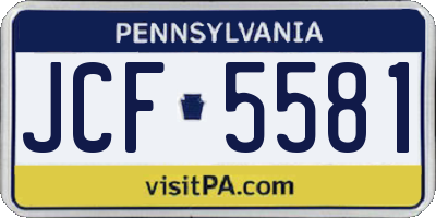 PA license plate JCF5581