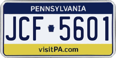 PA license plate JCF5601
