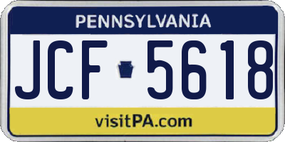 PA license plate JCF5618
