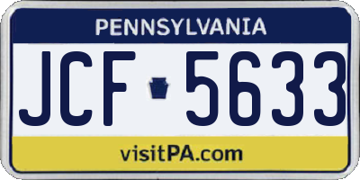 PA license plate JCF5633