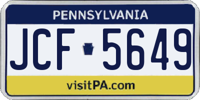 PA license plate JCF5649