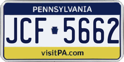 PA license plate JCF5662