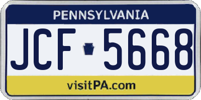 PA license plate JCF5668