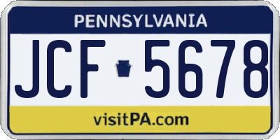 PA license plate JCF5678
