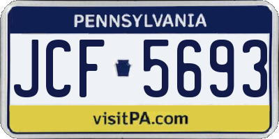 PA license plate JCF5693