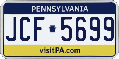 PA license plate JCF5699