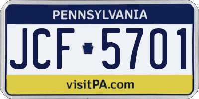 PA license plate JCF5701
