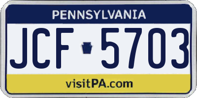 PA license plate JCF5703