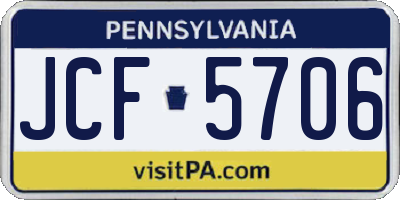 PA license plate JCF5706