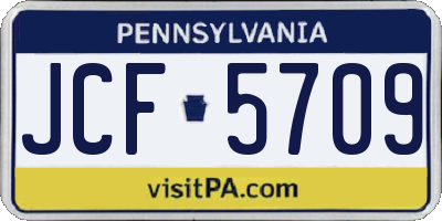 PA license plate JCF5709