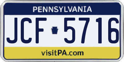 PA license plate JCF5716